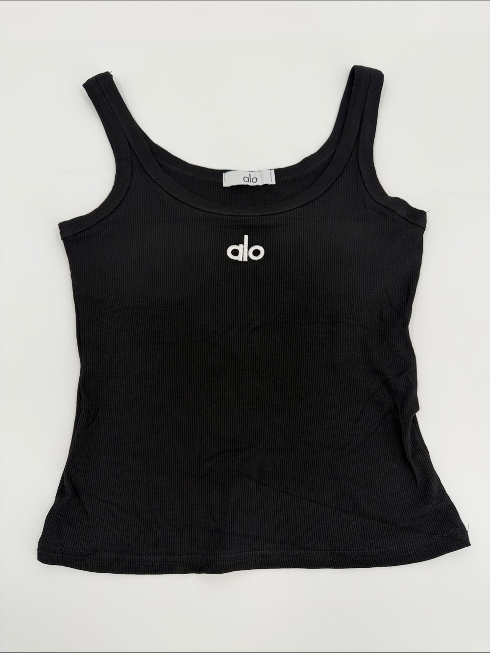 ALO Yoga Black Ribbed Logo Tank
